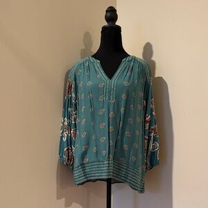 Knox Rose Blue Floral Blouse